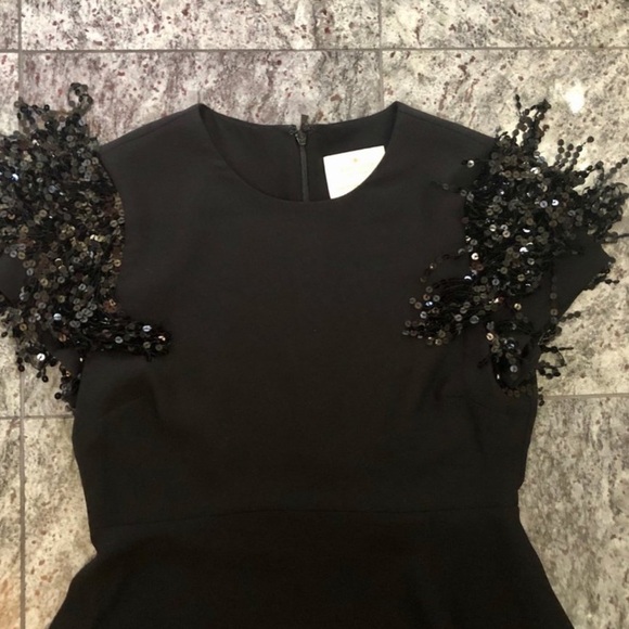 KATE SPADE NWOT Sequin Fringe Black Swing Dress Size 0 - Picture 14 of 15